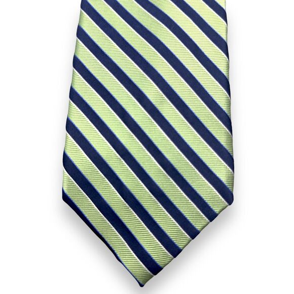 Chaps Mens 100% Silk Dress Tie Hand Made Awning Stripe Pattern‎ 59" 3 3/4" - Picture 5 of 12